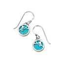 Silver Blossom Turquoise Inlay Drop Earrings