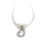 
Aviv Silver Open Heart Necklace with Pearls