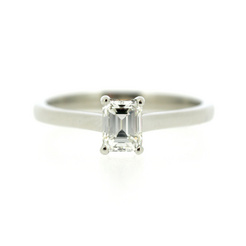 image of Platinum 4 Claw Emerald Cut 0.51ct Diamond Ring