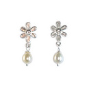 Marlene Hounam Silver Daisy Stud Earrings with Pearl Dropper