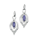9ct White Gold Double Open Marquise Iolite Drop Earrings