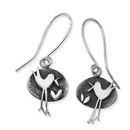 Linda Macdonald Oxidised Round Silver Birds and Bees Drops