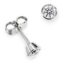 Platinum Bezel Set Brilliant Cut Diamond Stud Earrings