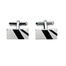 Stainless Steel & Black Resin Stripe Cufflinks