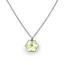 Jane Moore Oxidised Silver & Green Enamel Star Flower Necklace