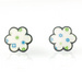 Jane Moore Oxidised Silver & Blue Green Enamel Flower Stud Earrings