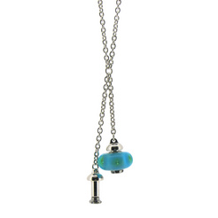 image of Sterling Silver Necklace with Twin CZ Set Bead Holders