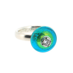 image of Sterling Silver Narrow Court Style Ring with a CZ Set Bead Holder