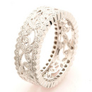 18ct White Gold Leaf Design Diamond Ring