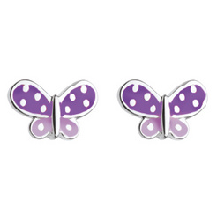 image of Beautiful Lilac Butterfly Stud Earrings