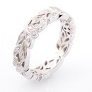 Narrow 18ct White Gold Diamond Floral Ring