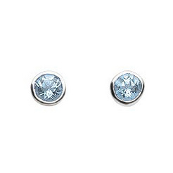 image of Sterling Silver Round Cut Blue Topaz Stud Earrings
