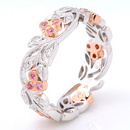 18ct White & Rose Gold Floral Diamond & Pink Sapphire Ring