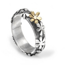 Linda Macdonald Silver and 9 Carat Yellow Gold Circle of Flowers Ring