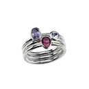 Silver Purple Trio Stacking Rings