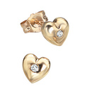 D for Diamond 9ct Yellow Gold Heart Studs