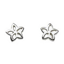 Silver Five Petal Flower Stud Earrings