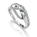 9ct White Gold Diamond Pave Set Loop Ring