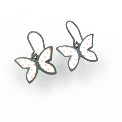 image of
Jane Moore Oxidised Silver & Pink Enamel Butterfly Drop Earrings