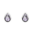 Sterling Silver Pear Cut Amethyst Stud Earrings