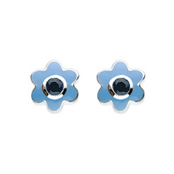 image of Sapphire Birthstone Flower Stud Earrings (Sep)