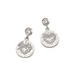 Silver Heart & CZ Disk Drop Earrings