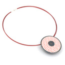 Jane Moore Oxidised Silver and Red Enamel Disk Necklace