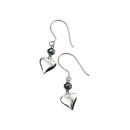 Silver Heart & Peacock Pearl Drop Earrings