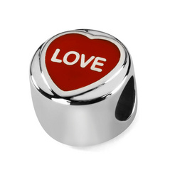 image of Red Love Hearts Charm Bead