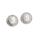 9ct White Gold Pearl & Diamond Stud Earrings