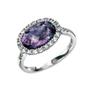 9ct White Gold Amethyst & White Sapphire Ring
