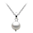Sterling Silver Freshwater Pearl Drop Pendant with Fine Trace Chain