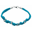 Blue Cord & Silver Orbs Bracelet