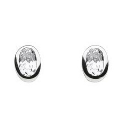 image of Silver Small Oval CZ Studs