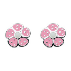 image of Funky Pink Flower Stud Earrings