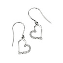 9ct White Gold Diamond Open Heart Drop Earrings