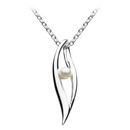 Sterling Silver Leaf Freshwater Pearl Pendant with Fine Trace Chain