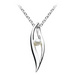 Sterling Silver Leaf Freshwater Pearl Pendant with Fine Trace Chain