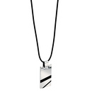 Stainless Steel Rectangular Black Stripe Necklace