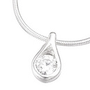 Silver CZ Teardrop Pendant