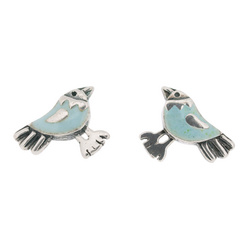 image of SALE! Caroline Temple Blue Bird Stud Earrings