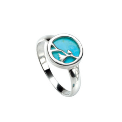 image of Silver Turquoise Blossom Ring