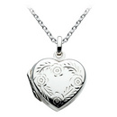 Small Engraved Flat Heart Locket