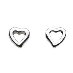image of Sterling Silver Open Heart Stud Earrings