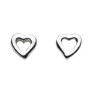 Sterling Silver Open Heart Stud Earrings