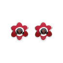 Garnet Birthstone Flower Stud Earrings (Jan)