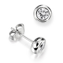 18ct White Gold Heavy Bezel Set Round Diamond Stud Earrings