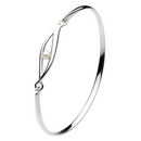 Sterling Silver Leaf Pearl Bangle