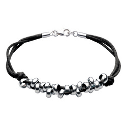 image of Black Cord & Silver Rings Bracelet
