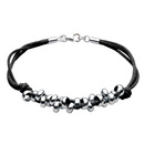 Black Cord & Silver Rings Bracelet